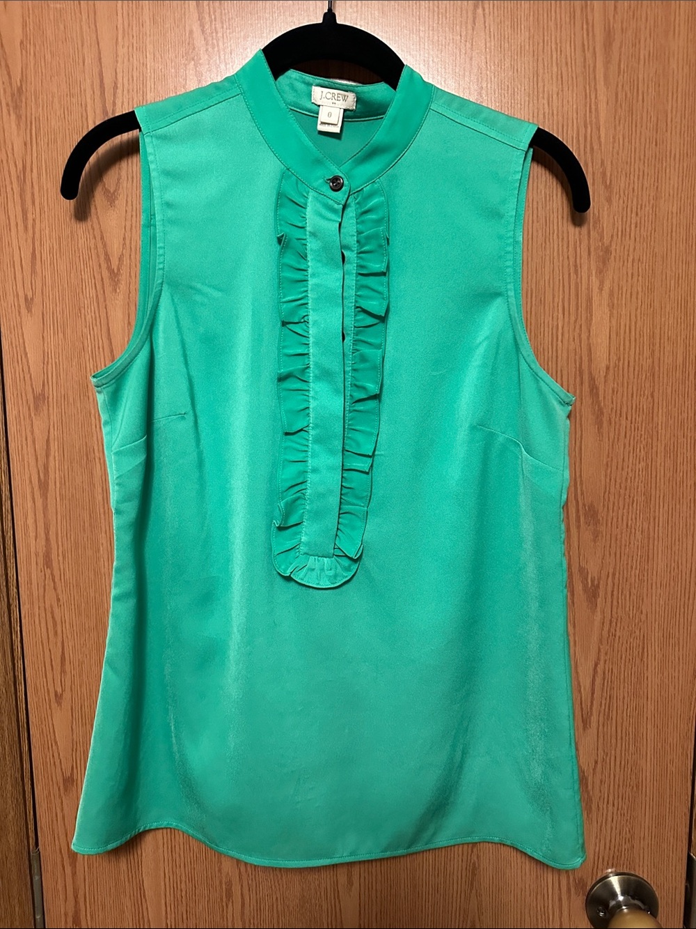 J. Crew Sleeveless Ruffle Placket Top - Teal